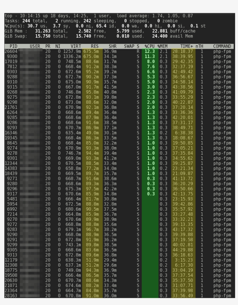 Linux Top Php-fpm Static Pm - Portable Network Graphics, transparent png download