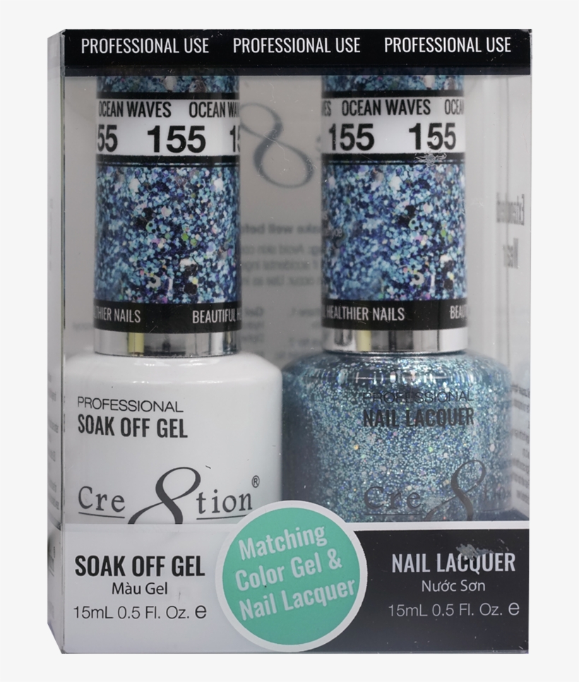 Cre8tion Matching Color Gel & Nail Lacquer 155 Ocean - Color, transparent png download