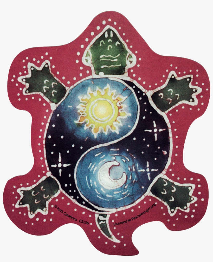Yin Yang Turtle Batik - Bumper Sticker, transparent png download