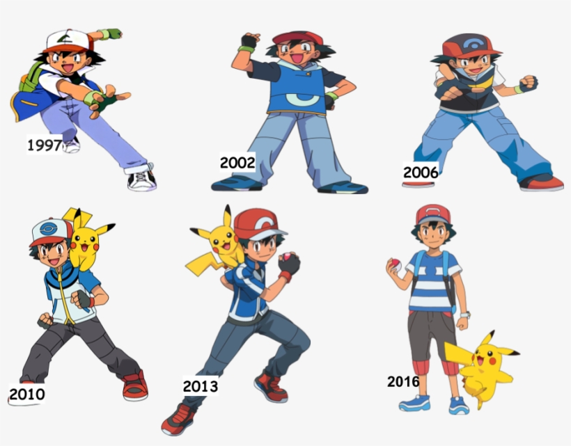 So Far, Ash's Alola Look Is The One Which Looks The - La Evolucion De Ash, transparent png download