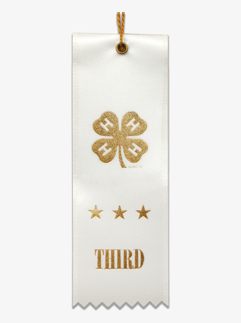 White Third Place Ribbon - 4-h, transparent png download