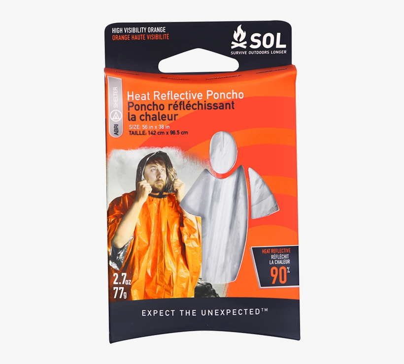 Sol Heat Reflective Survival Poncho Sol Heat Reflective - False Adventure Medical Sol Series Rescue Flash Mirror, transparent png download