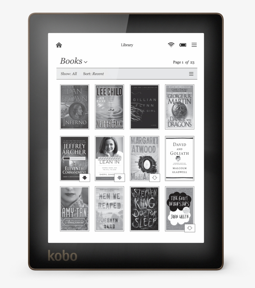Kobo Aura Library Screen - Kobo Aura Edition 2, transparent png download