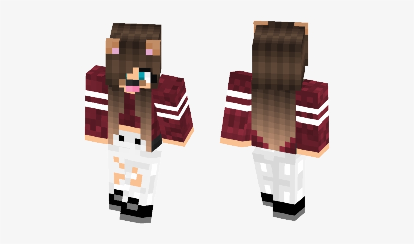 Snapchat Dog Filter ❤ - Minecraft Wolf Girl With Dark Blue Hair, transparent png download