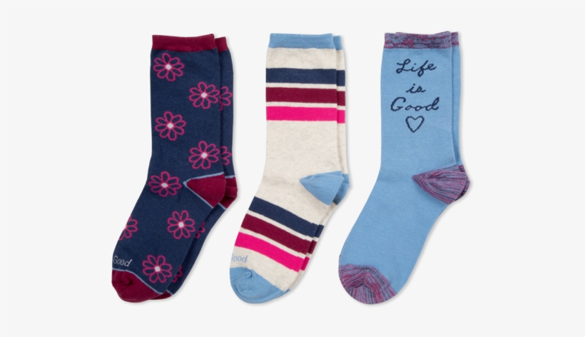 3-pack Girls Hear & Daisies Crew Socks - Sock, transparent png download