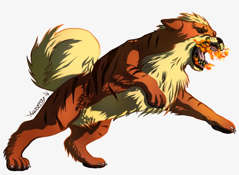#058 Growlithe Used Fire Fang And Flare Blitz - Illustration, transparent png download