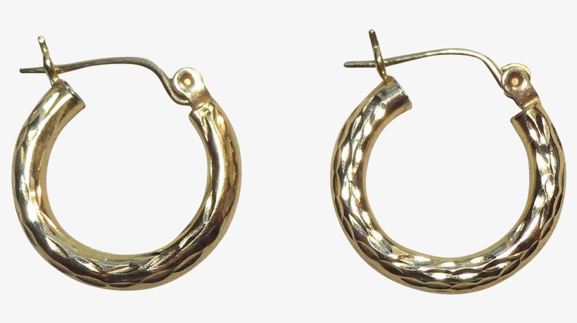 Pretty 14k Gold Diamond Cut Small Hoop Earrings From - Earrings, transparent png download