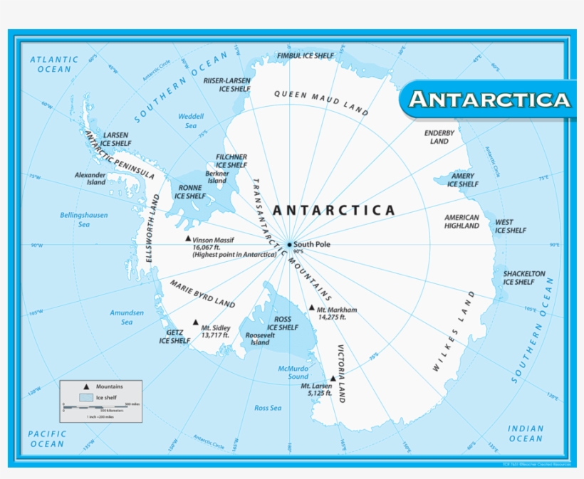 Tcr7651 Antarctica Map Chart Image - Teacher Created Resources Antarctica Map Chart, Multi, transparent png download