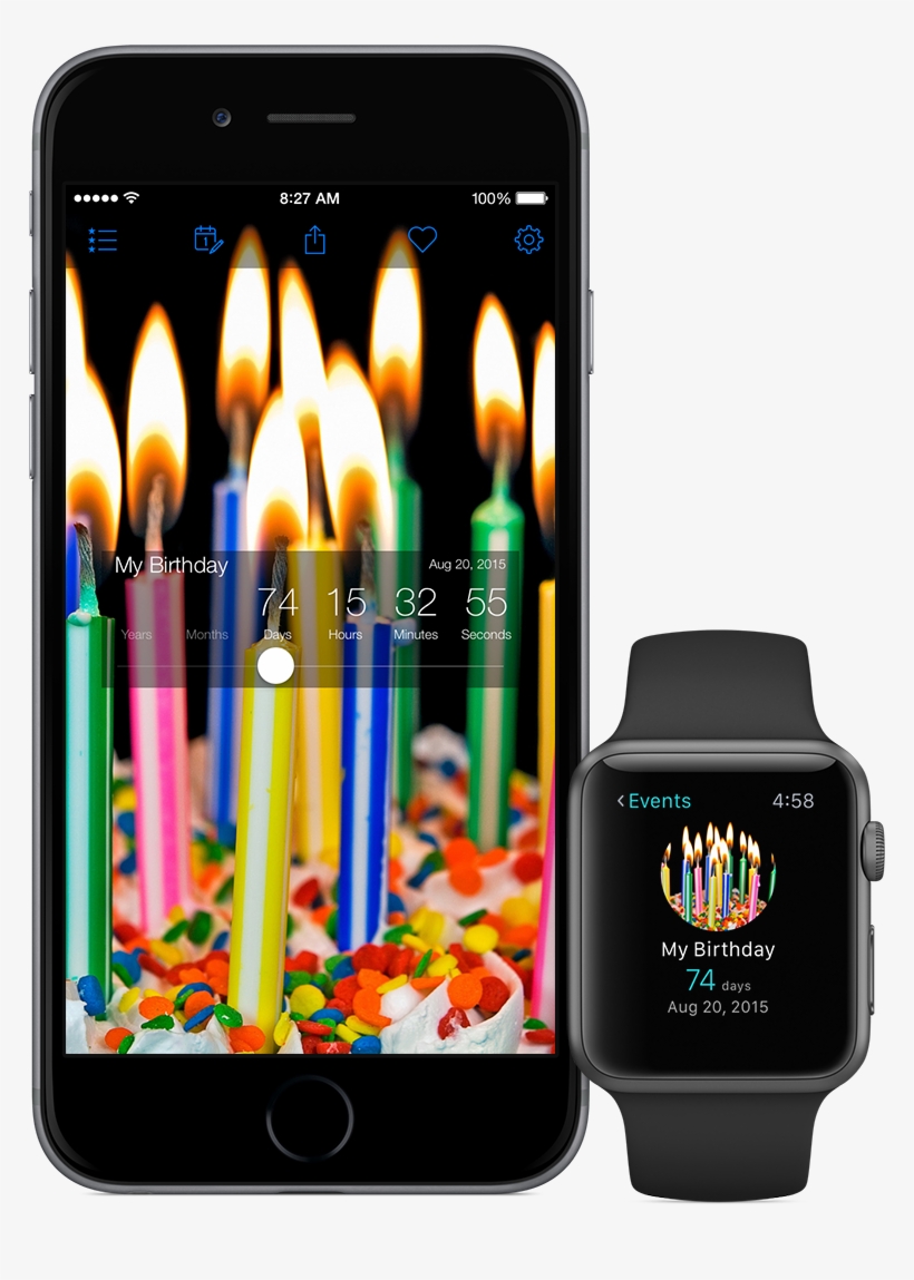 Countdownstar Iphone6applewatch En - Birthday Candles Gif Animated, transparent png download