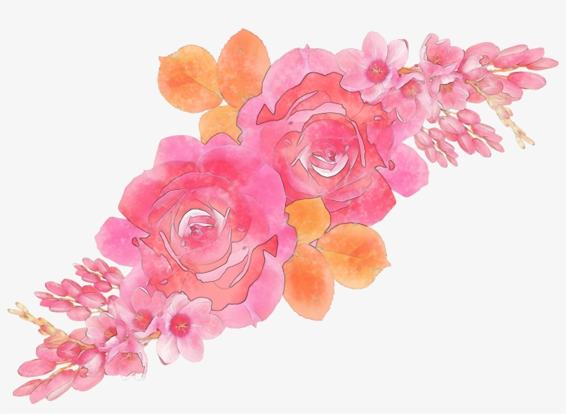 Watercolor Flower Pattern Png - Garden Roses, transparent png download
