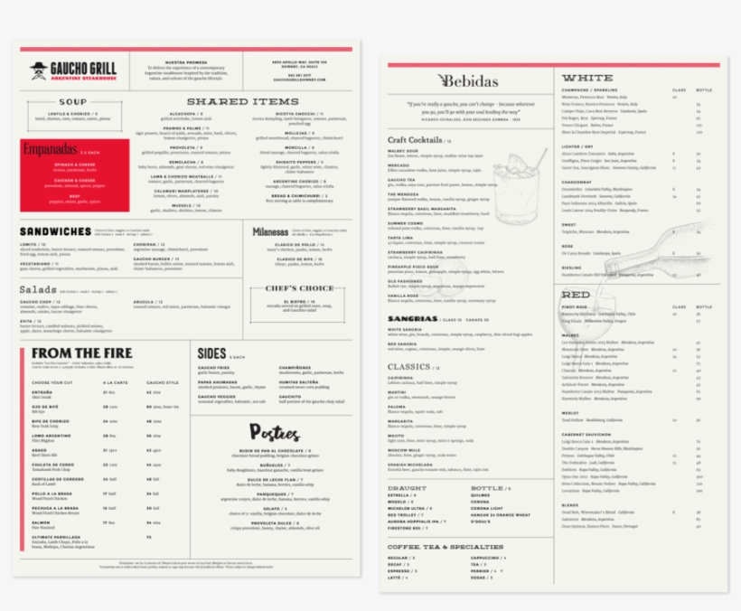 Estevan Studio Gaucho Grill Menu Design - Estevan, transparent png download