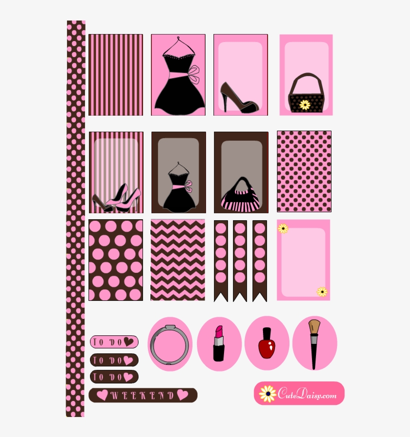 free printable fashion themed stickers for erin pink planner theme stickers transparent png 612x792 free download on nicepng