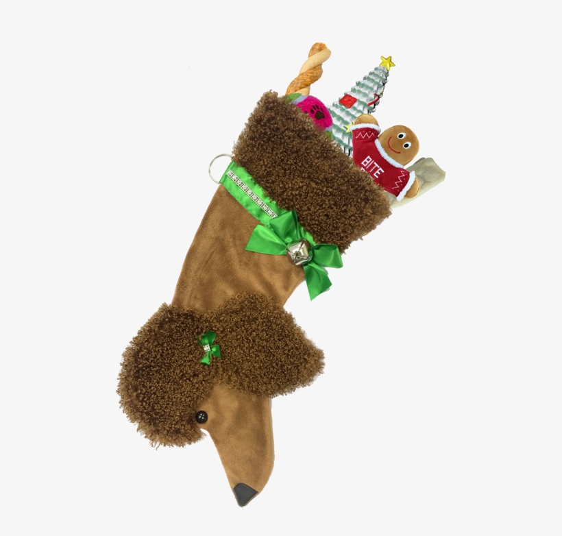 Brown Poodle Christmas Stocking - Christmas Stockings Dog Shaped, transparent png download