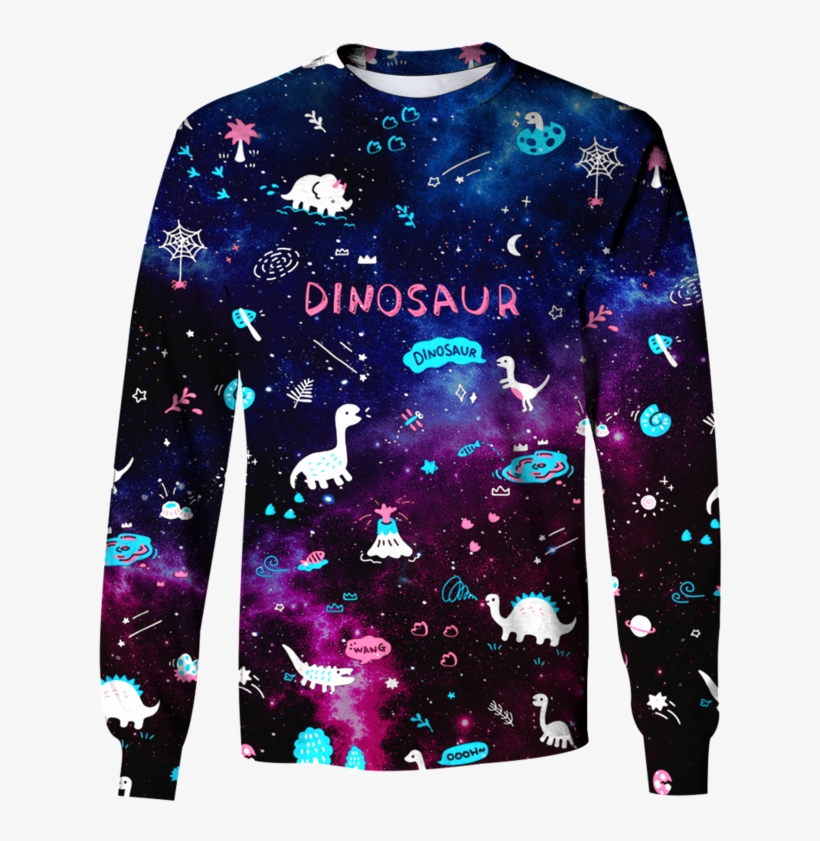3d Dinosaur In The Galaxy Background Full Print T Shirt - Travel Photos, transparent png download
