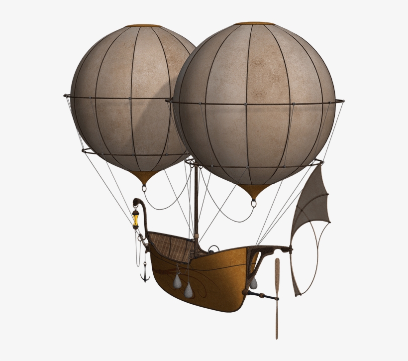 Fantasy Boat Hot Air Balloon - Steampunk Hot Air Balloon Png, transparent png download