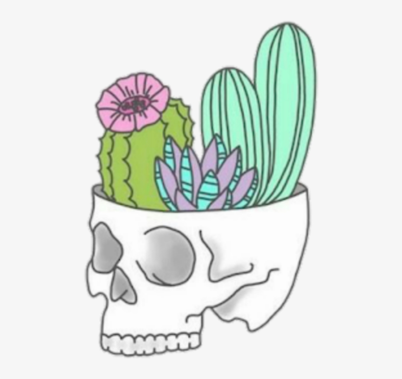 Skull Cactus Tumblr Skull With Cactus - Cactus Tumblr Png, transparent png download