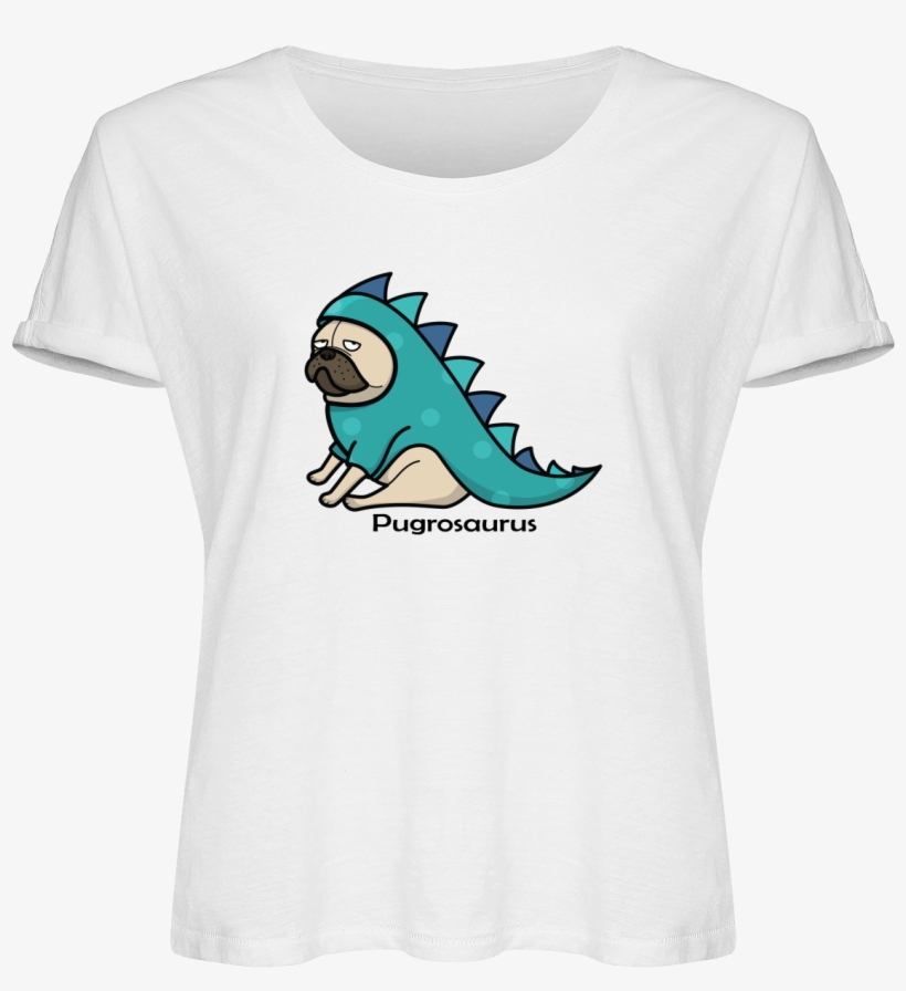 Pugrosaurus Ladies' T-shirt Fluffy Jersey - Pug Wearing Funny Dragon Halloween Costume Dog Puppy, transparent png download