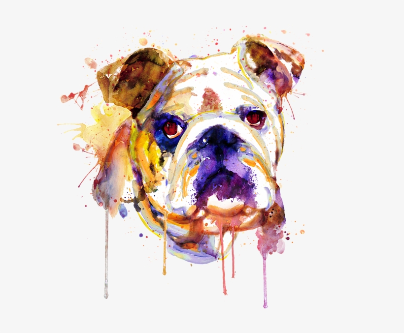 Bleed Area May Not Be Visible - English Bulldog Purple Painting, transparent png download