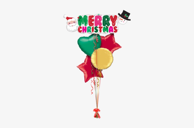 Merry Christmas Banner Christmas Balloon - 41 Inch Christmas Santa & Snowman Banner Balloon, transparent png download
