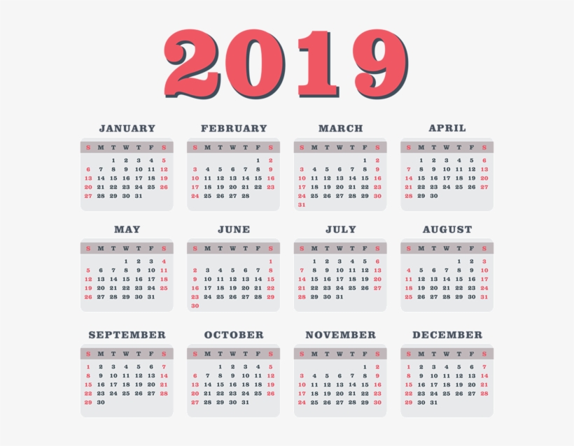 2019 Calendar Red Transparent Png Image - Calendar, transparent png download