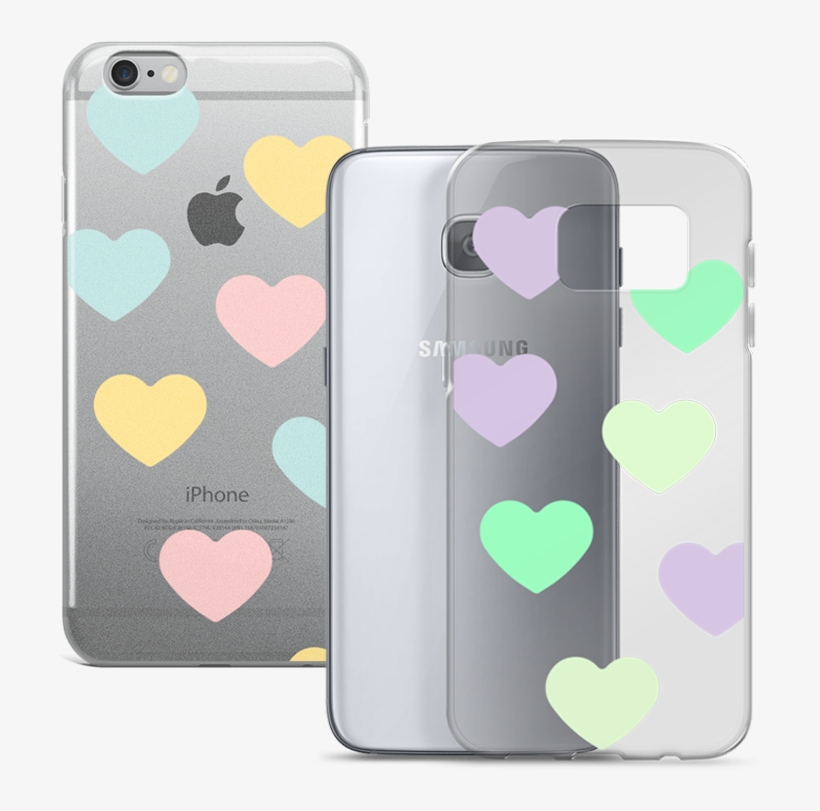 Cute Pastel Hearts Clear Iphone Samsung Phone Cases - Iphone 7 Clear Case Ultra Thin Tpu Cover Protective, transparent png download
