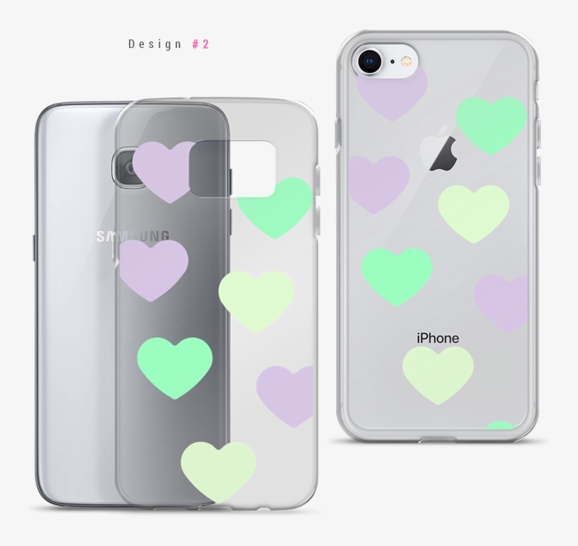 Cute Pastel Hearts Clear Iphone Samsung Phone Cases - Mobile Phone, transparent png download