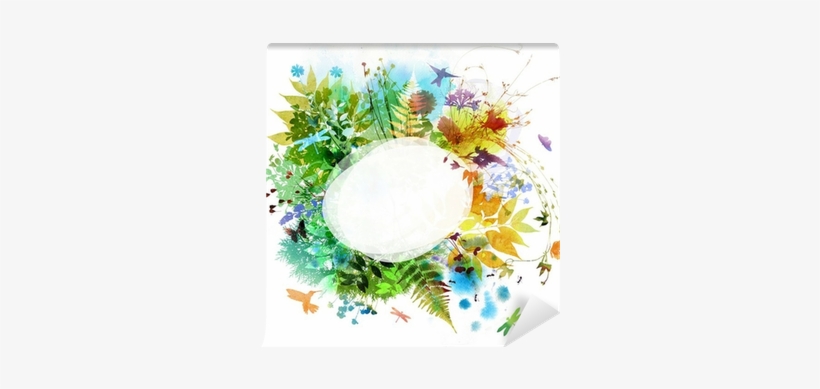 Floral Autumn Design, Watercolor Painting Wall Mural - Stock Photography, transparent png download