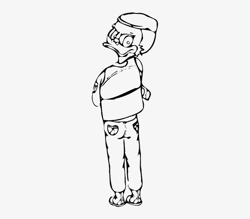 Outline, Drawing, Duck, Stand, Comic, Beak, Standing - Clip Art, transparent png download