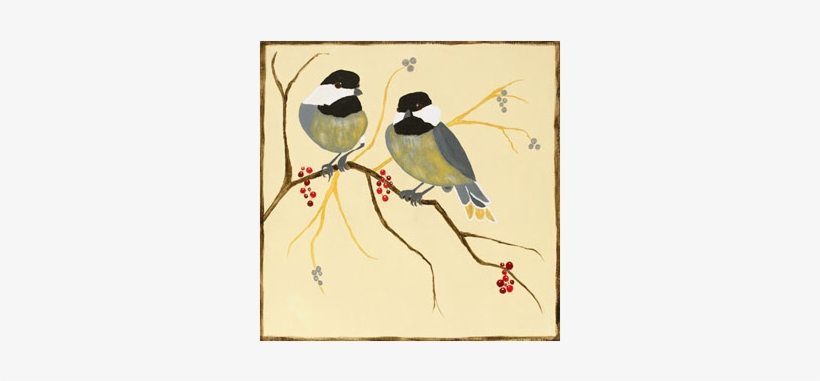Chickadees And Berries/1 Spo - Painting, transparent png download