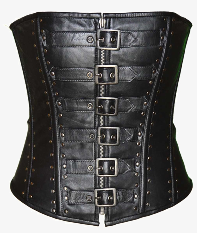 Vc1317s Ladies Corset 6 Buckle Zip Front Studded - Corset, transparent png download