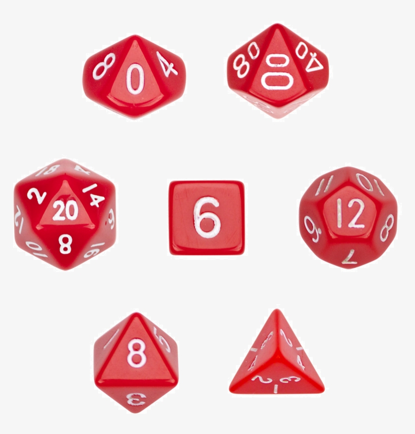 7 Die Polyhedral Dice Set In Velvet Pouch- Opaque Red - 7 Die Polyhedral Dice Set - Solid Red, transparent png download