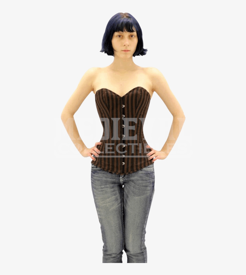 Steampunk Striped Sateen Overbust Corset - Lingerie Top, transparent png download