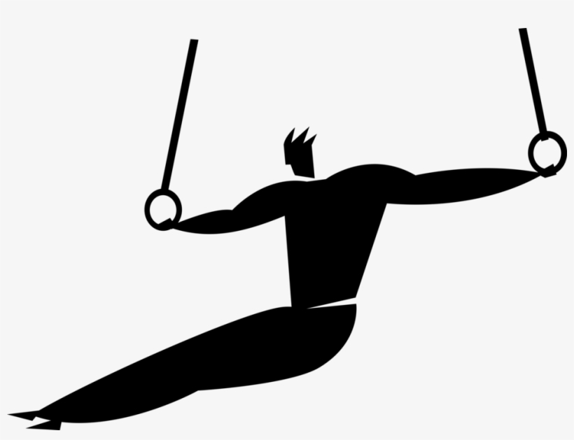 Gymnastics Routine On Rings Clip Art Free Stock - Gymnastics Still Rings Silhouette Png, transparent png download