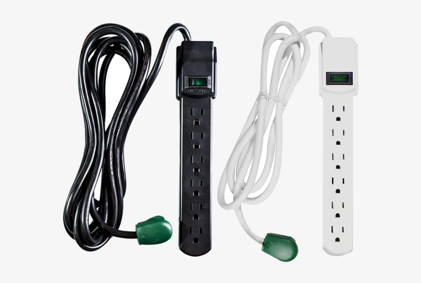 6 Outlet Surge Protector - Go Green 6-outlet Surge Protector (white, 6'), transparent png download
