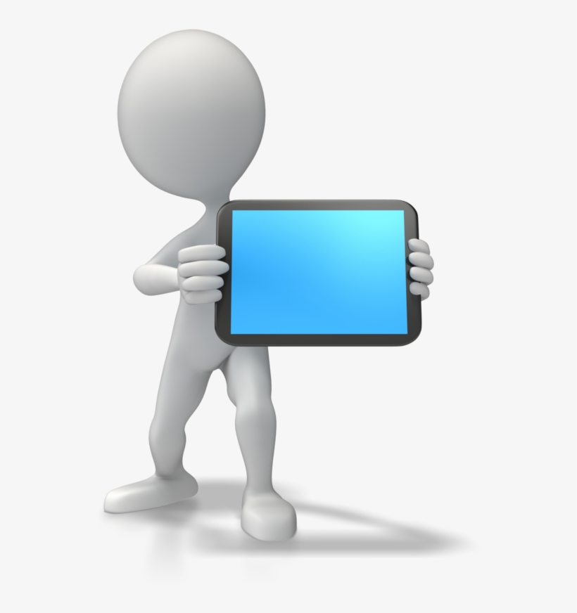 Figure Holding Tablet 800 Clr - Stick Figure Holding Ipad, transparent png download