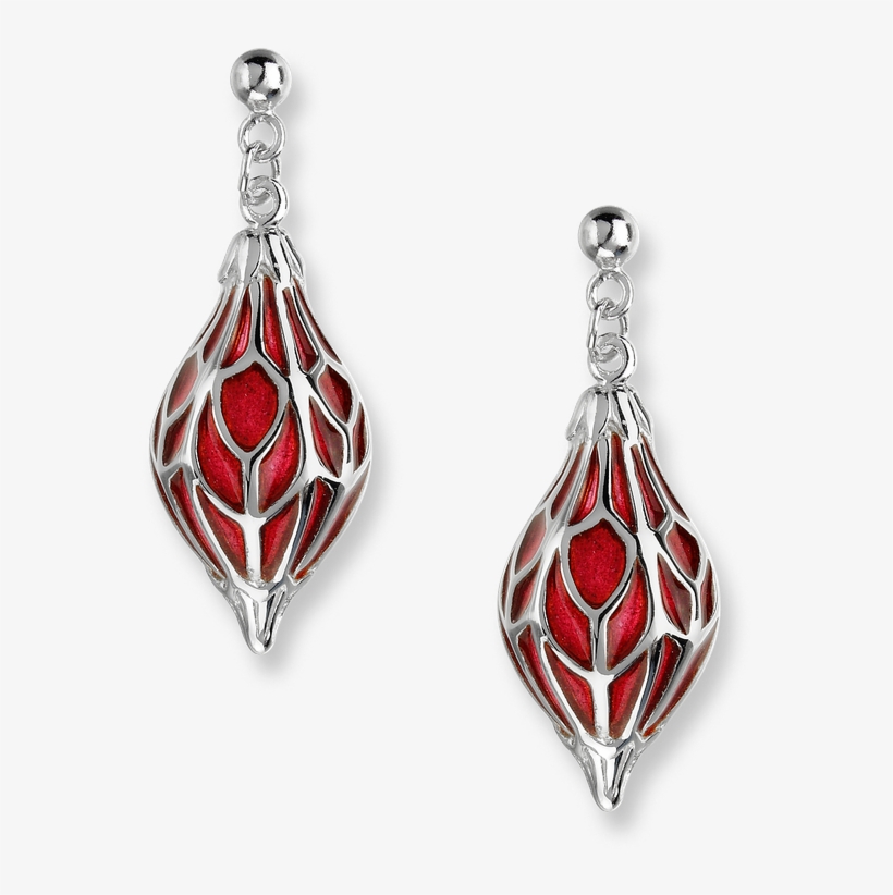 Nicole Barr Designs Sterling Silver Ornament Drop Earrings-red - Red Ornament Drop Earrings - Sterling Silver, transparent png download