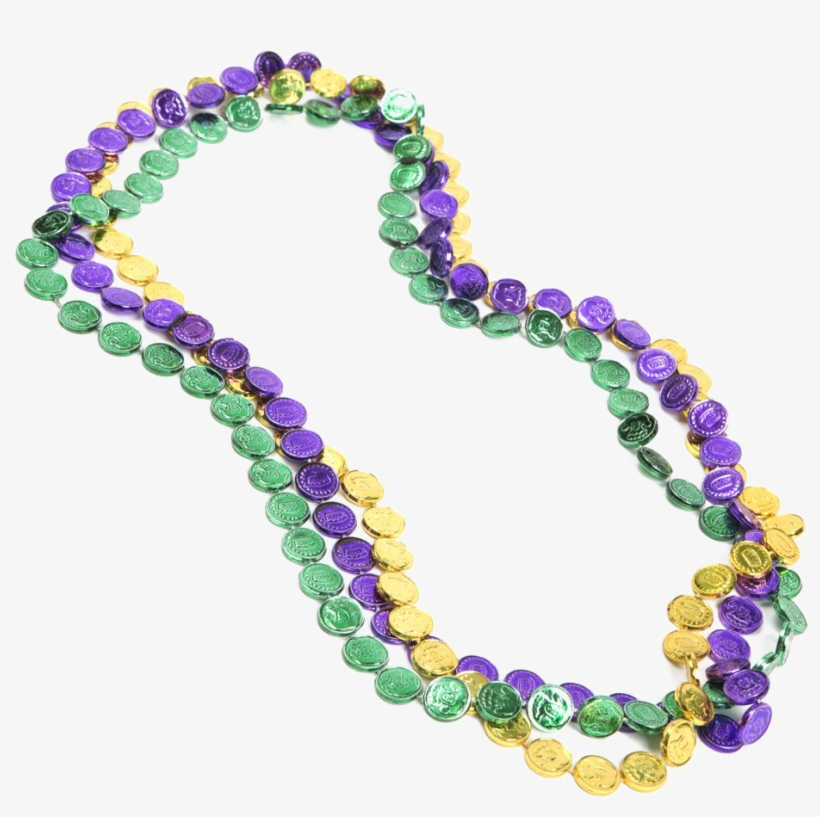 Beads Png Free Download - Mardi Gras Coin Bead Necklaces Transparent