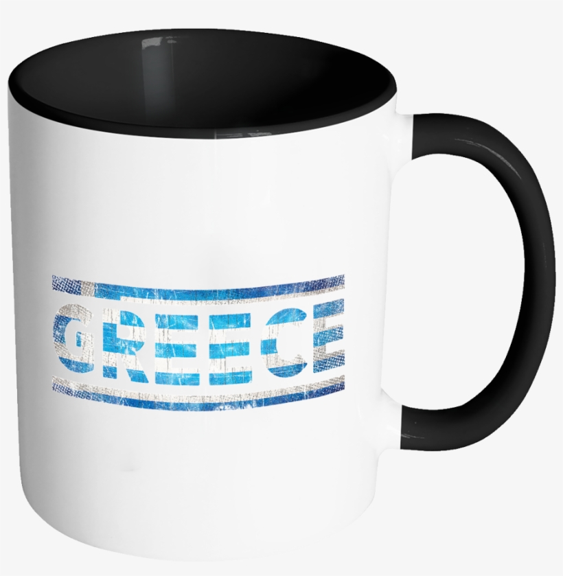 Retro Vintage Flag Greek Greece 11oz Black & White - Coffee Cup Safety, transparent png download