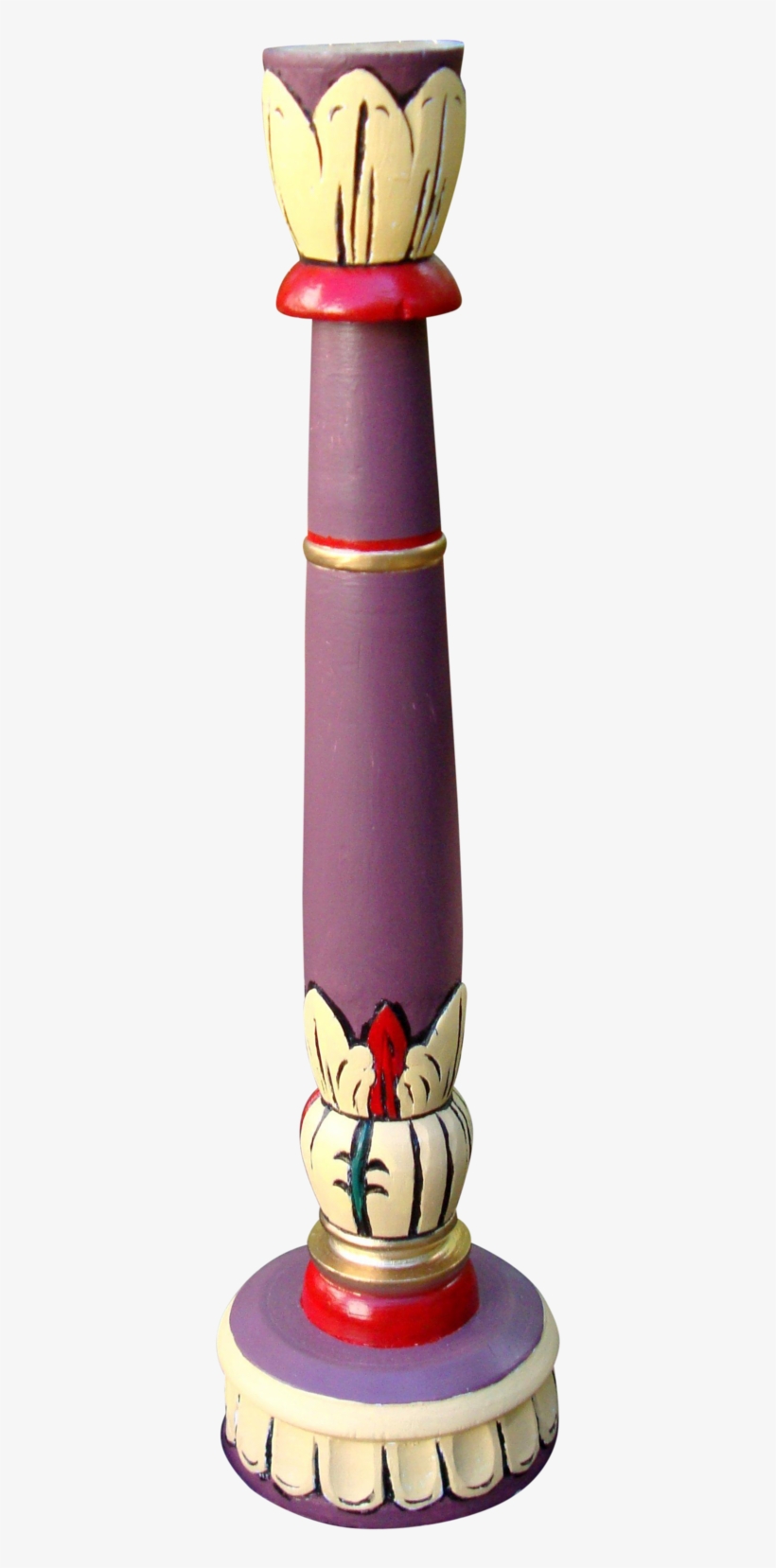 Vintage Painted Gold Indonesian Candle Holder - Cartoon, transparent png download