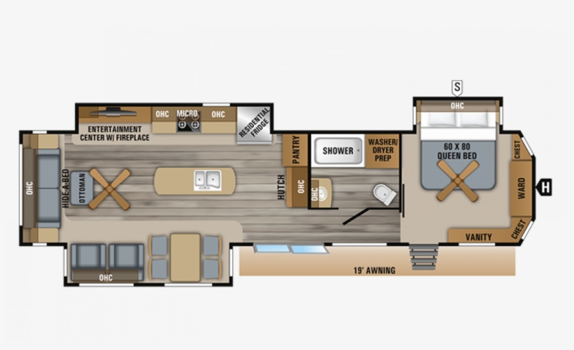2019 Jay Flight Bungalow 40rlts Floor Plan Img - Floor Plan, transparent png download