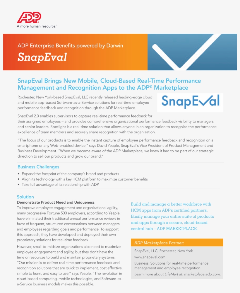 Adp Snapeval Testimonial - Adp, Llc, transparent png download