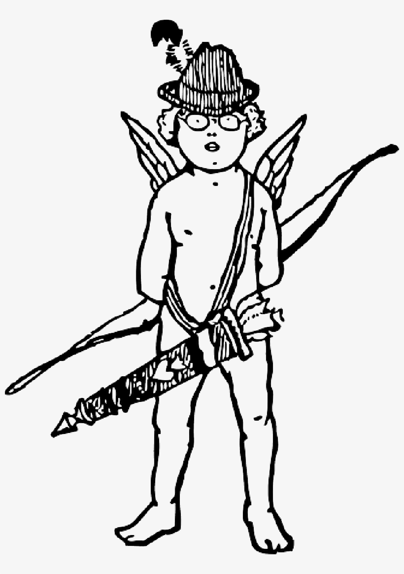 Black, Arrow, Boy, White, Hat, Wings, Bow, Cupid - - Cupid, transparent png download