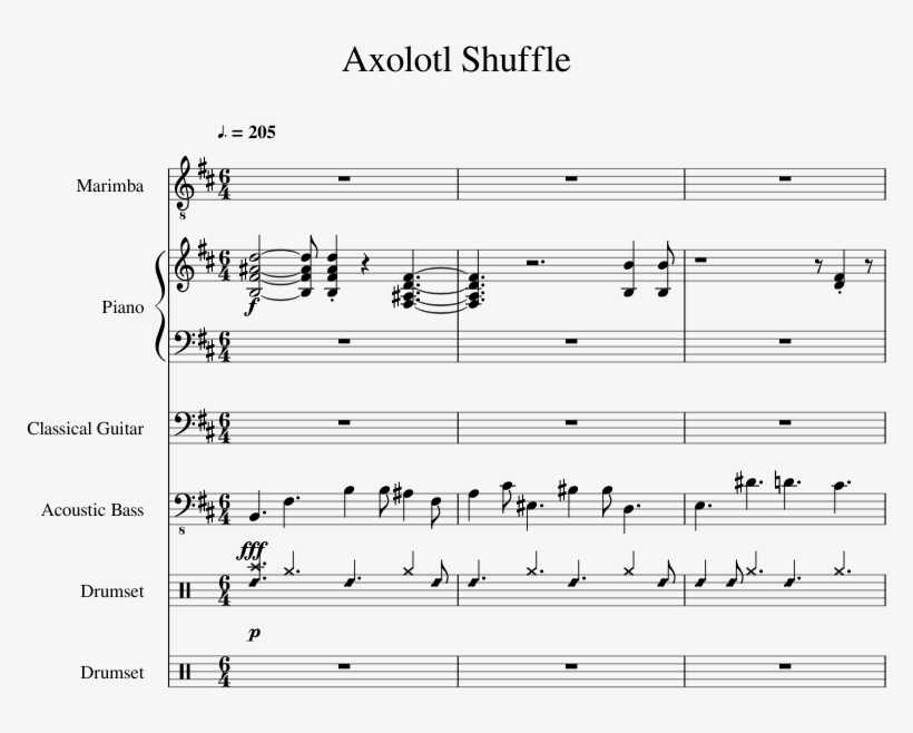Axolotl Shuffle Sheet Music For Piano, Percussion, - The Humbling River, transparent png download