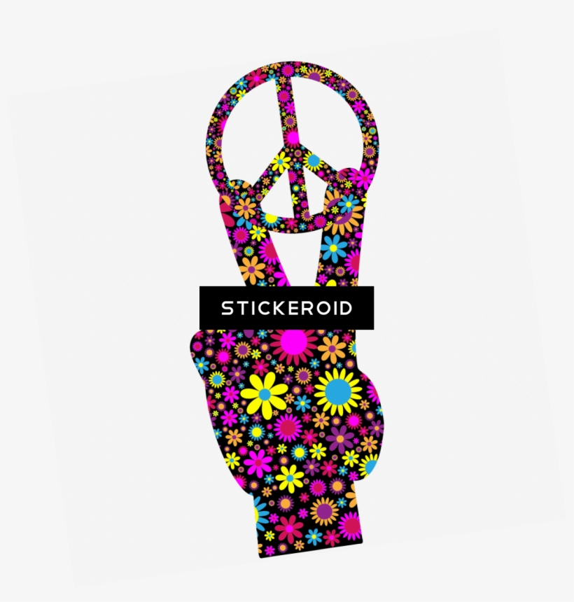 Peace Hippie - Floral Peace Hand Sign Full/queen Duvet Cover, transparent png download
