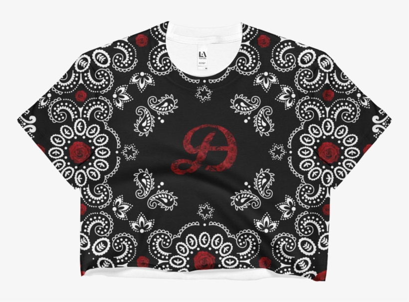 Image Of All Over Rose 🌹 Paisley Print Crop Top - Simply Chic Vintage Festival Style Rose Black Motorcycle, transparent png download