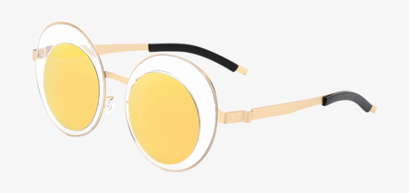 Fashion Round Panel Oval Lens Mirrored Metallic Sunglasses - Circle, transparent png download