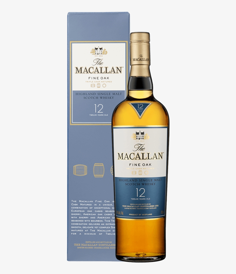 Macallan 12 Yr Old Single Malt Scotch Whisky 700m - Macallan 12 Fine Oak 2018, transparent png download