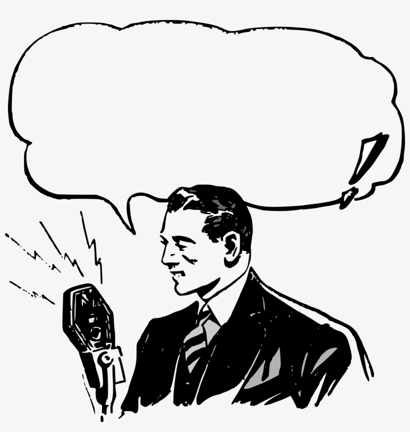 Studio Mic - Vintage Clip Art Man, transparent png download