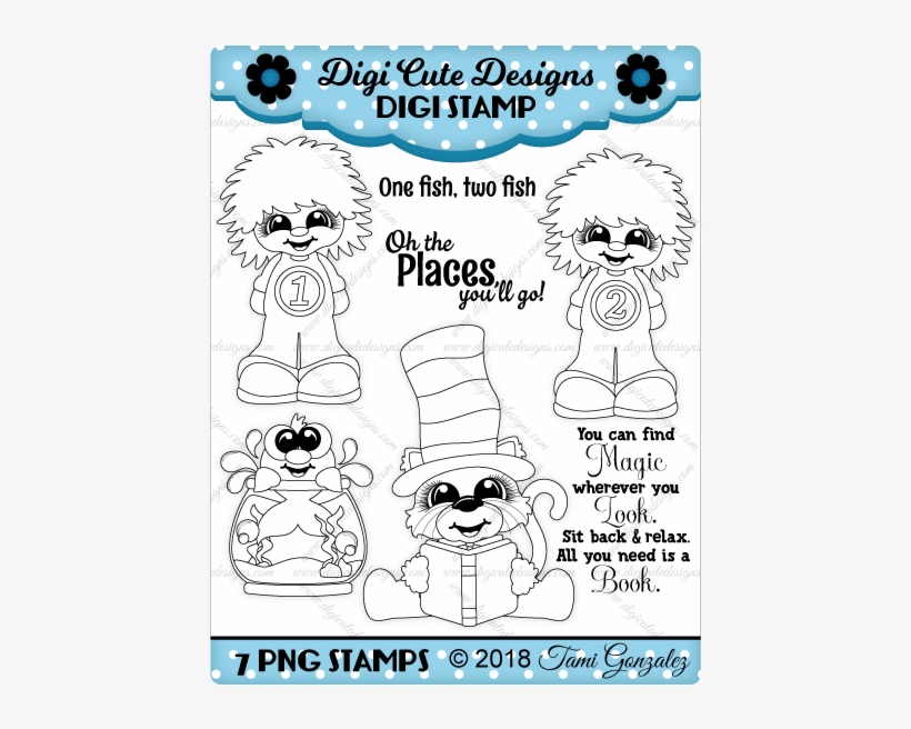 Hat Cat Friends Digi Stamp-dr Suess, Cat In The Hat, - Sugar Pea Stamps Boy Stamps, transparent png download
