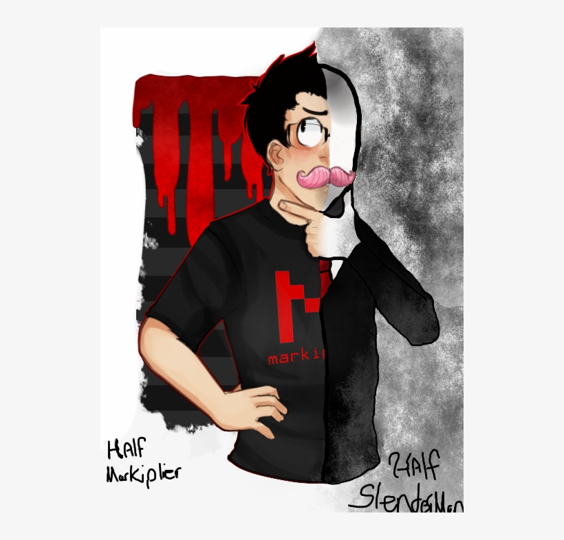Half Markiplier Half Slenderman By Victoriacross - Markiplier Art, transparent png download